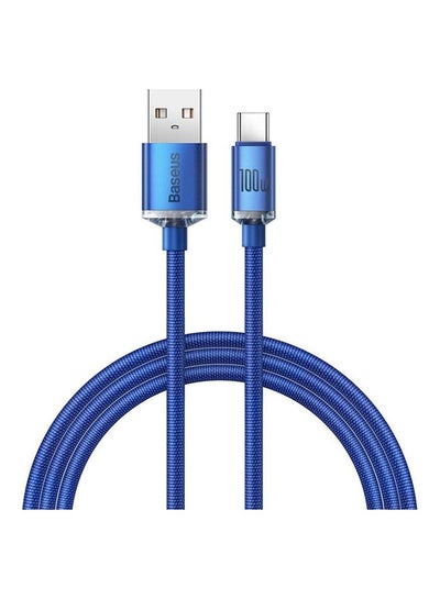 اشتري 100W USB-A to USB-C Cable Fast Charge, Aluminum Alloy Casing Nylon Braided Type-C Cable for Pad Air/iPad Pro, Samsung Galaxy S21/S10/S9/Plus, Huawei, Xiaomi and Many More (1.2M) Blue في مصر