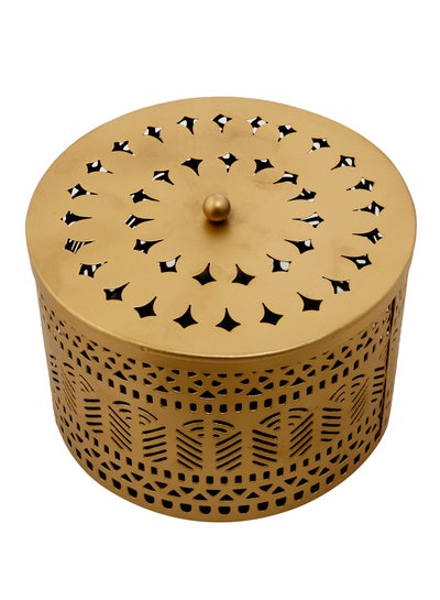 Buy Decorative Candle Holder Gold 13x7cm in Saudi Arabia