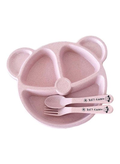 Buy 3-Piece Durable Long-lasting Wheat Straw Counterpart Dinnerware Set Comfortable for Baby in Saudi Arabia