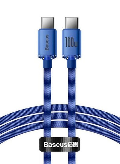 Buy 100W 4ft USB C To USB C Cable Fast Charge Nylon Braided Type-C Cable for iPhone 15 Pro/iPhone 15 Pro Max/iPhone 15 Plus/iPad Air/iPad Pro/MacBook Pro Samsung Galaxy S23/Huawei/Xiaomi And Many More Blue in Saudi Arabia