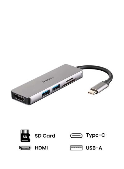 Buy 5-in-1 USB-C Hub With HDMI And Micro SD Card Reader DUB-M530 grey in UAE