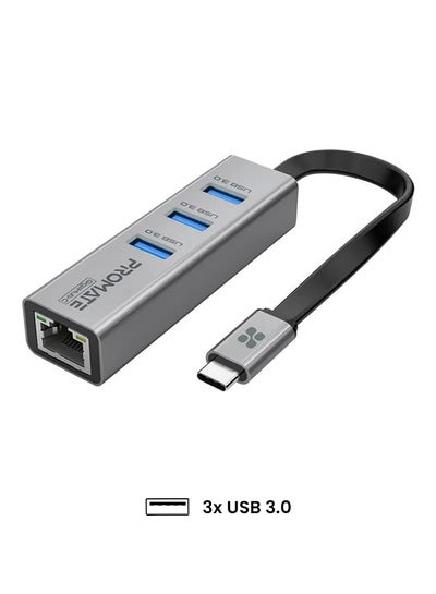 Buy Multiport USB-C To 1000Mbps RJ45 Network Adapter And Ultra-Fast 3 USB Ports With 5 Gbps Data Transfer Speed Hub For Apple MacBook Pro/Air/iMac/iPad Pro/Surface/XPS/GigaHub-C Black in Egypt