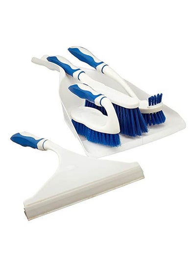 Buy Broom And Dustpan With 2 Cleaning Brushes And Glass Wiper White in Egypt