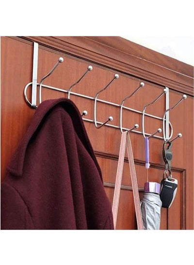 Buy Over Door Coat Hook-Hanger Rack Chrome 62 Hook Silver in Saudi Arabia