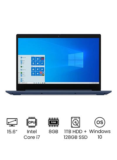 Buy IdeaPad 3 Laptop With 15.6-Inch Full HD Display, 10th Gen Core i7 Processor/8GB RAM/1TB HDD+128GB SSD Hybrid Drive/NVIDIA GeForce MX330 Graphics Card/Windows 10 Abyss Blue in UAE