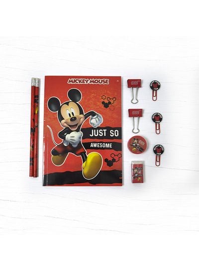 Buy Mickey Stationery Set 10Pcs Red/Multicolour in Saudi Arabia