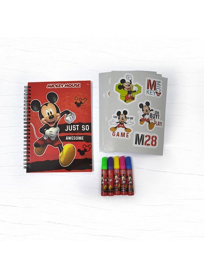 Buy Mickey Stationery Set 12Pcs Red/Multicolour in Saudi Arabia