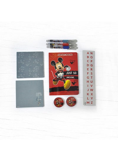 Buy Mickey Stationery Set 10Pcs Red/Multicolour in Egypt