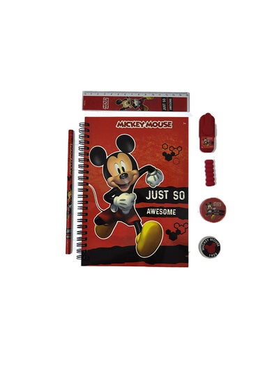 Buy Mickey Stationery Set 7Pcs Red/Multicolour in Egypt
