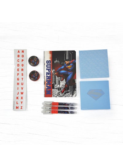 Buy Superman Stationery Set 10Pcs Blue/Multicolor in UAE