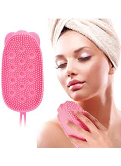 اشتري Bubble Bath Brush Silicone Bath Body Brushbody Brush Double Side Brush Quick Foaming Bubblefor Sensitive And All Kinds Of Skin Pink في مصر