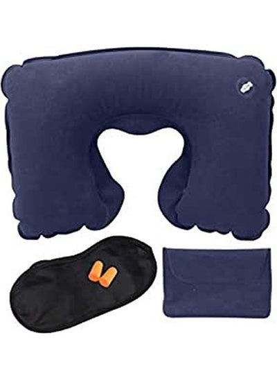 Buy Ultralight U Neck Concave Air Pillow Inflatable Outdoor Camping Travel Pillow Combination Blue in Egypt