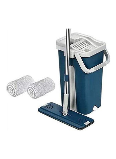 Buy Mop Bucket Two Sinks For Rinse And Spin With 2 Microfibre Replacement Blue in Egypt