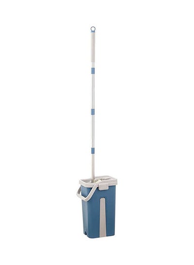 اشتري Microfiber Mop With Plastic Handle And Bucket Set Blue في مصر