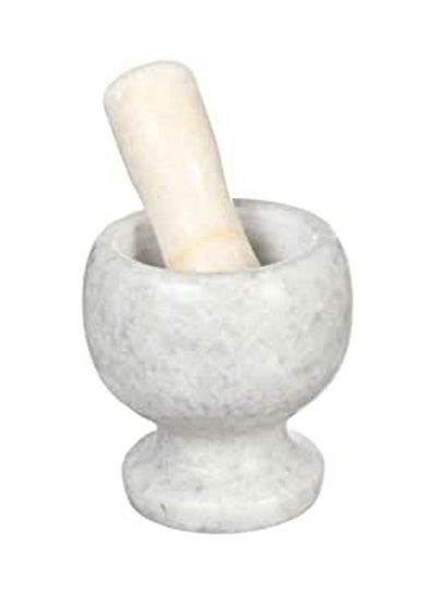 Buy Marble Multi-Purpose Mortar And Pestle Set White in Egypt