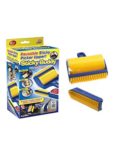 Buy Reusable Sticky Buddy Lint Remover | Pet Fur Removal Brush | Cleans Clothes Furniture Sofas And Carpets | 2 In 1 Animal Hair Picker Blue in Egypt