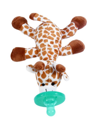 Buy Baby Soothing Silicone Pacifier With Animal Themed Plush Toy For Kids - Brown in UAE