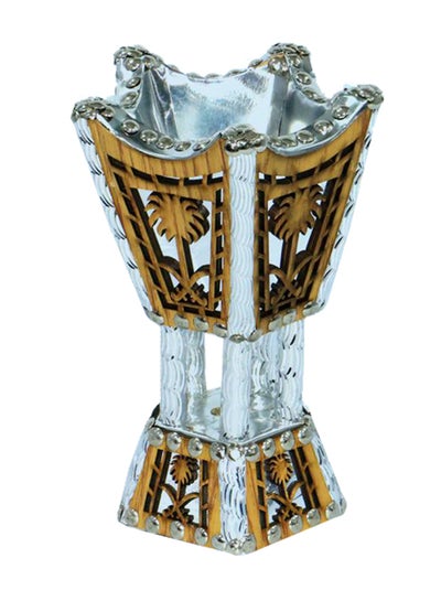 Buy Decorative Incense Burner Silver/Light Brown 7x7x12cm in Saudi Arabia