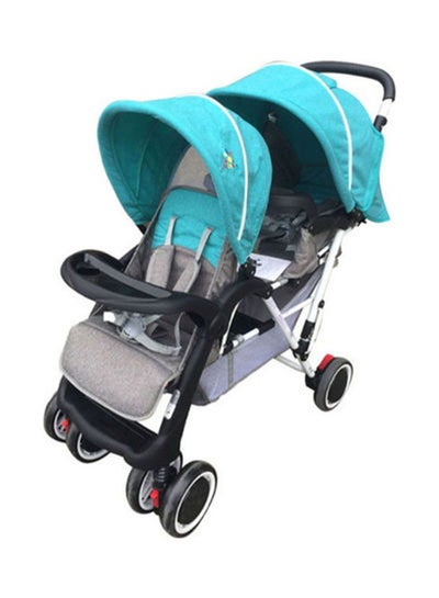 Buy Comfortable Folding Twin Baby Stroller With Double Canopy And Safety Harness in Saudi Arabia