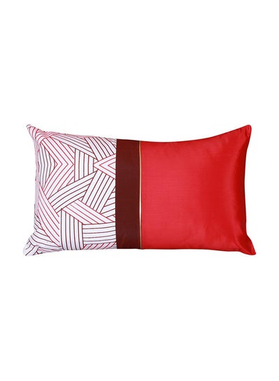 Buy Rectangle Shaped Decorative Modern Polyester Cushion Cover Red 30X50cm in Saudi Arabia