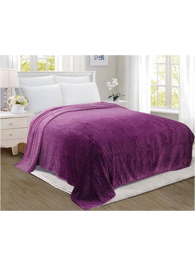Buy Lightweight Summer Blanket Queen Size 280 GSM Jacquard Extra Soft Fleece All Season Blanket Bed And Sofa Throw  160 X 220 Cms Purple Purple 160 x 220cm in UAE