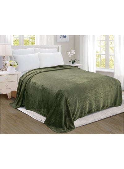 Buy Lightweight Summer Blanket Queen Size 260 GSM Wave Pattern Jaquard Fleece Extra Soft All Season Blanket Bed And Sofa Throw 200 X 220 Cm Green Green 200 x 220cm in UAE