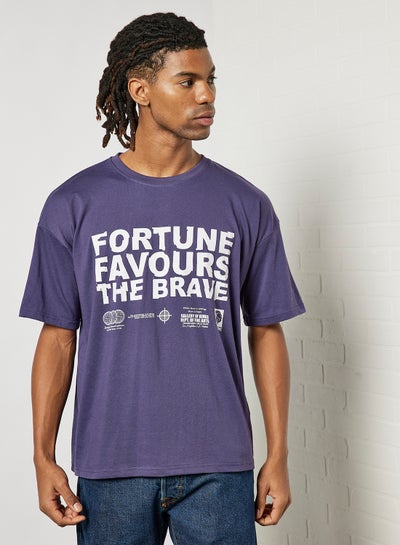 Buy Slogan T-Shirt Purple in UAE