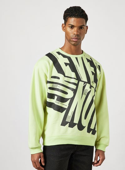 Buy Printed Sweatshirt Light Green in Saudi Arabia