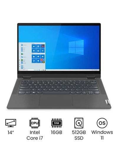 Buy IdeaPad Flex 5 14ITL05 Laptop With 14-Inch Full HD Display, Core i7-1165G7 Processer/16GB RAM/512GB SSD/2GB Nvidia GeForce MX450 Graphics/Windows 11 /International Version English Grey in UAE