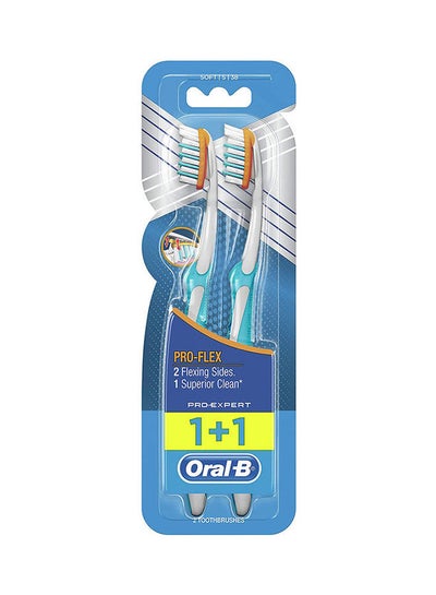 اشتري Pro-Expert Clinic Line Pro-Flex Medium Manual Toothbrush  Assorted Colors 1+1 Blue في مصر