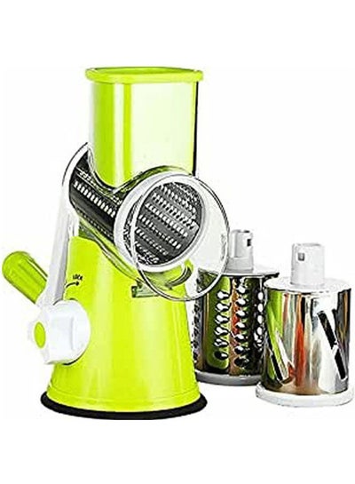 Buy Vegetable Slicer Fruit Cutter Cheese Shredder Rotary Drum Grater Green in UAE