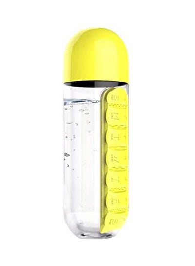 Buy Water Bottle With Daily Pill Box Organizer Drinking Bottles Yellow in Egypt