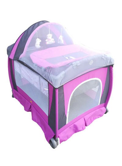 Buy Foldable Baby Comfortable Playpen 2 Layers With Toys and Mosquito Net in Saudi Arabia