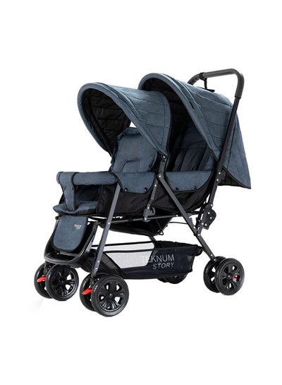 Buy Double Baby Stroller Wide Seat And Canopy 360° Rotating Wheels in UAE