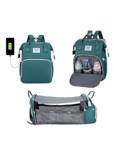 Buy New Style Multifunctional Portable Mommy Bed Backpack With Mosquito Net For Baby- Green in UAE