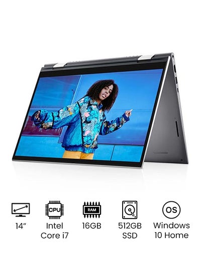 Buy Inspiron 14 5410 Convertible Laptop With  14 Inch Full HD Touchscreen Full HD Display, 11th Gen Intel Core i7-1195G7/ 512GB SSD/ 16 GB RAM/ NVIDIA GeForce MX 350 2GB Graphics/ Windows 10 Home/ English/Arabic Silver in UAE