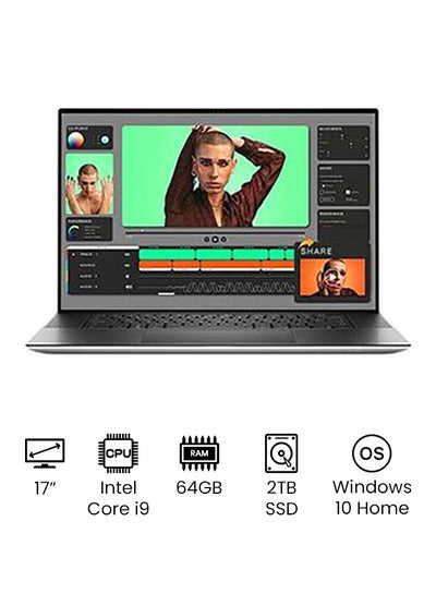 اشتري XPS 17 9710 Performance  Ultrabook Laptop With  17 Inch Touch Screen Full HD Display, 11th Gen Intel Core i9-11980HK/ 2TB SSD/ 64 GB RAM/ NVIDIA GeForce RTX 3060 6GB Graphics/ Windows 10 Home /International Version الإنجليزية/العربية فضي في الامارات