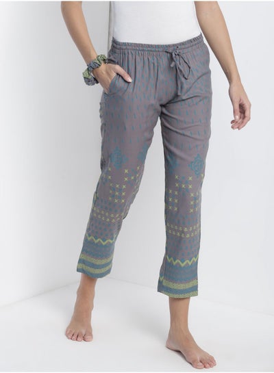 Buy Comfortable Casual Loungewear Pyjamas With A Matching Scrunchie Grey in Saudi Arabia