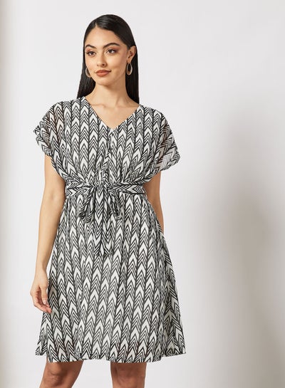 Buy Casual Stylish Wrap Dress Mini With A Belt Light Black in Saudi Arabia