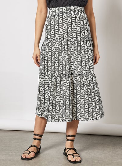 Buy Stylish Tiered Skirt Printed Casual Cream in UAE