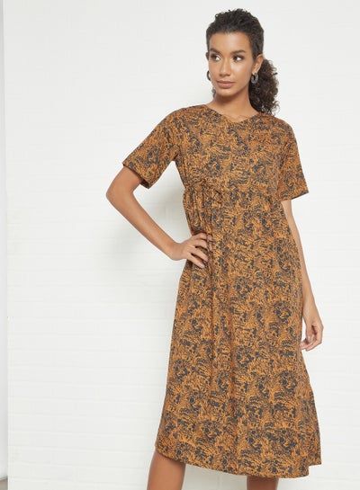 Buy Casual Printed Midi Dress Multicolour in Saudi Arabia