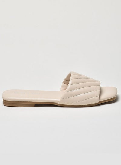 اشتري Quilted Pattern Broad Strap Flat Sandals البيج الفاتح في السعودية