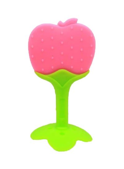 Buy Food-grade Non-toxic Soft Silicone Fruit Teething Toy With Holder for Baby, Pink/Green in Saudi Arabia