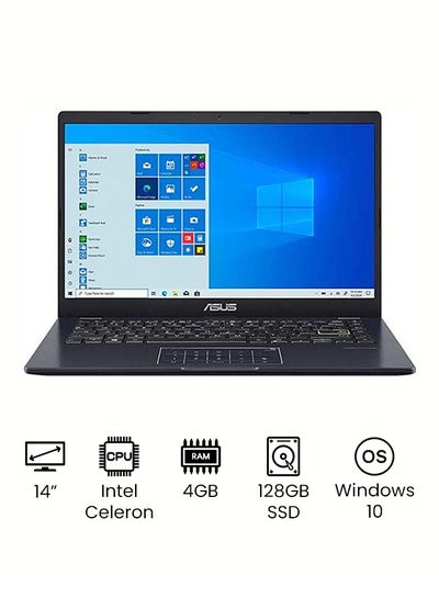 Buy E410 Laptop With 14-Inch HD Display, Celeron N4020 Processer/4GB RAM/128GB SSD/Intel UHD Graphics/Windows 10 English Peacock blue in Egypt