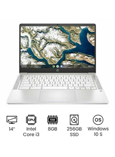 اشتري 14-DQ1077wm Laptop With 14-Inch HD Display, Core i3-1005G1 Processer/8GB RAM/256GB SSD/Intel UHD Graphics/Windows 10S /International Version English silver في الامارات