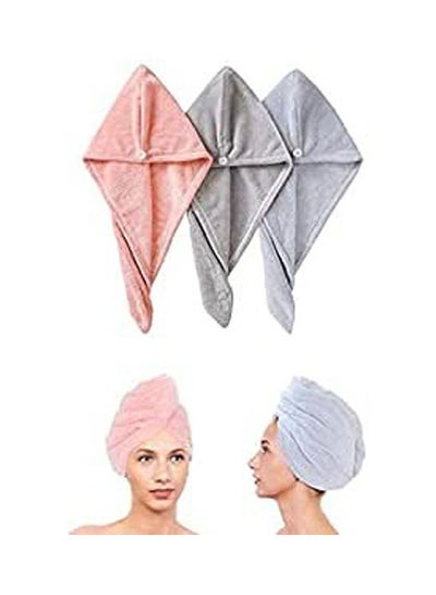 اشتري Hair Wrap Towel 3 Pcs Microfiber Drying Multicolour في مصر