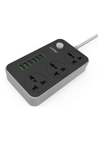 Buy Universal Power Strip 2500W 10A 6 Usb Ports 3.4 A Black 2meter in Egypt