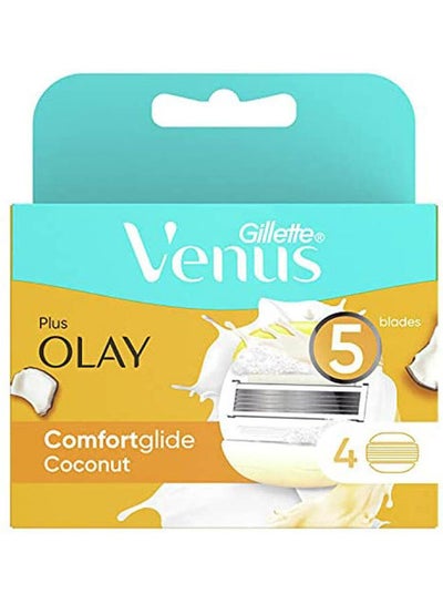 Buy Venus Comfort Glide Coconut Razor Blade With Olay For Women - 4 Pieces Yellow 2.5grams in Egypt