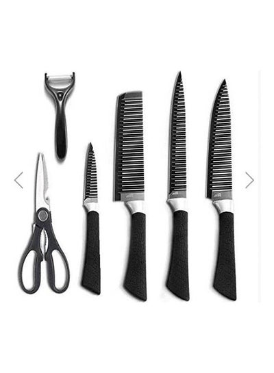 اشتري Ceramic Knives Set 6 Pieces For Peeled And Scissors Black في مصر