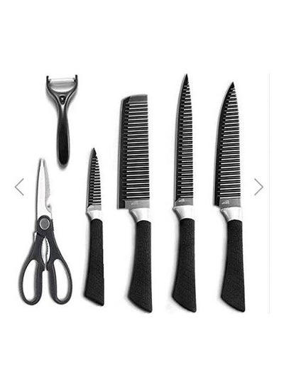 Buy Ceramic Knives Set 6 Pieces For Peeled And Scissors Black in Egypt